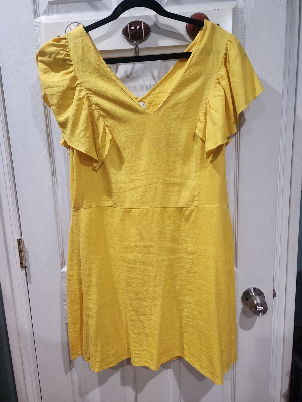 a.n.d Yellow V-Neck Ruffle Sleeve Mini Dress